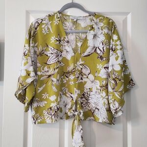 Sweet Rain Olive Floral Blouse